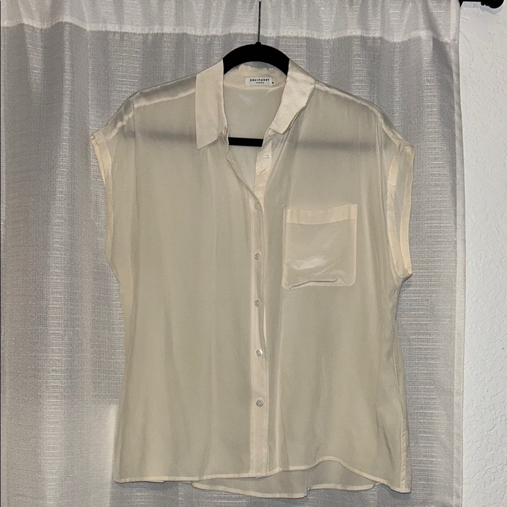 Equipment Cream Notched Collar Button Down Shirt